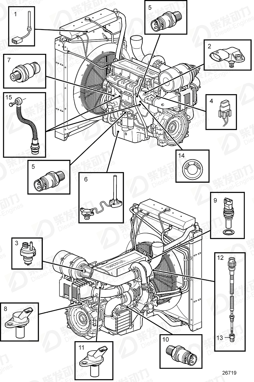 volvo penta Pressure sensor, fuel/oil pressure 20886108 Drawing volvo penta Pressure sensor, fuel/oil pressure 20886108 Drawing